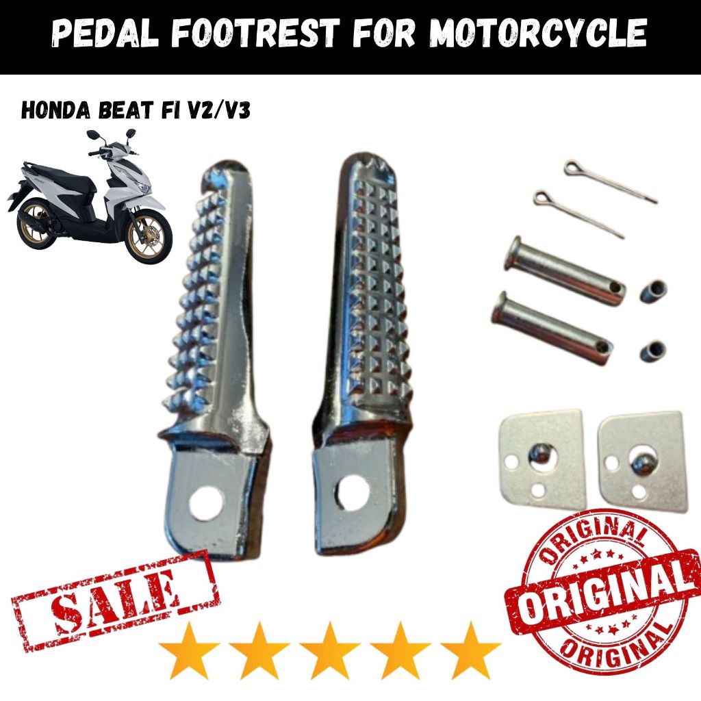 SILVER PEDAL FOOTREST for HONDA BEAT FI V2/V3 with bolts for motorcycle ...