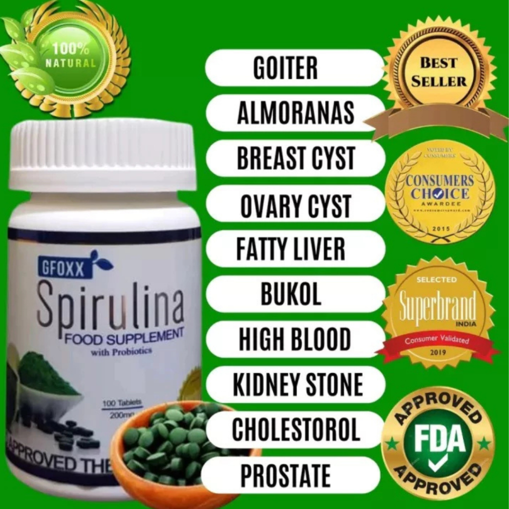 Original GFOXX Spirulina With Probiotics Authentic 100 Tablets FDA ...