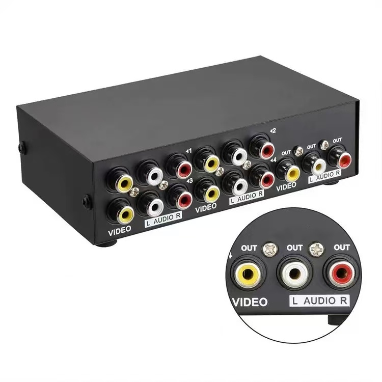 【Ready in stock】1 in 4 Out 3 RCA AV Audio Video Splitter for Cable Box ...
