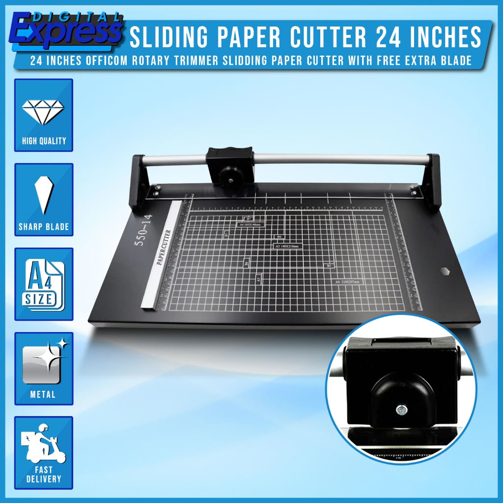 Rotary Trimmer 24inches Sliding Paper Cutter Officom FREE EXTRA BLADE ...