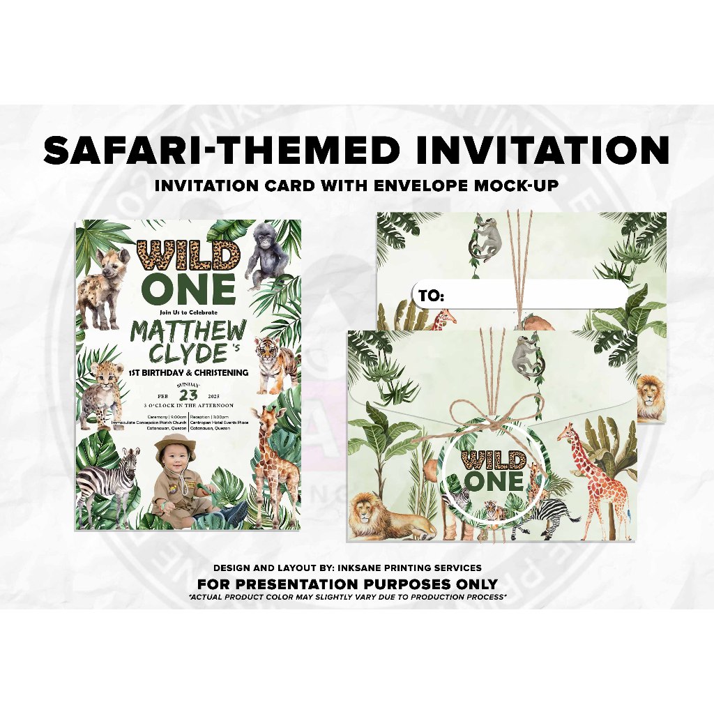 10pcs. Safari-themed Invitation Card with Customized Envelope | Shopee ...