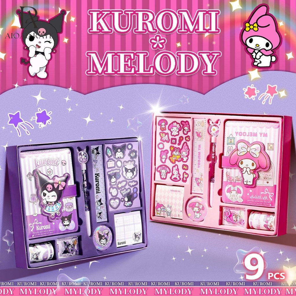 Sanrio Notebook Handbook Stationery Set Gift Box Kuromi Melody School ...