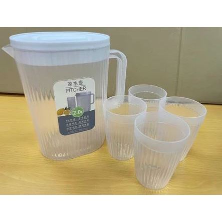 CODE#2480 BIG SIZE Pitcher with 4 Cups Large High Quality Fiberglass ...