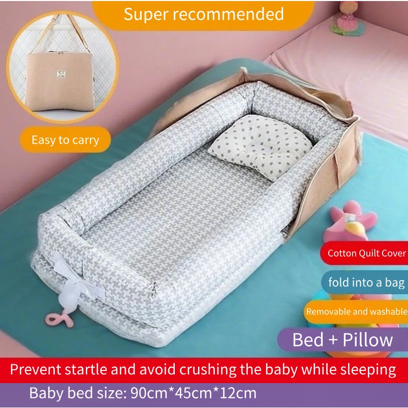 baby bed set for newborn cotton baby nest baby beddings with pillow  washable baby bed baby crib