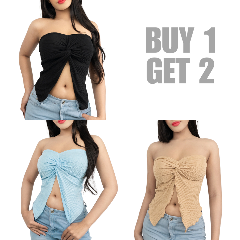 Buy 1 Take 2 Total of 3 KILY.PH Summer Twist Front Crop Top Split ...