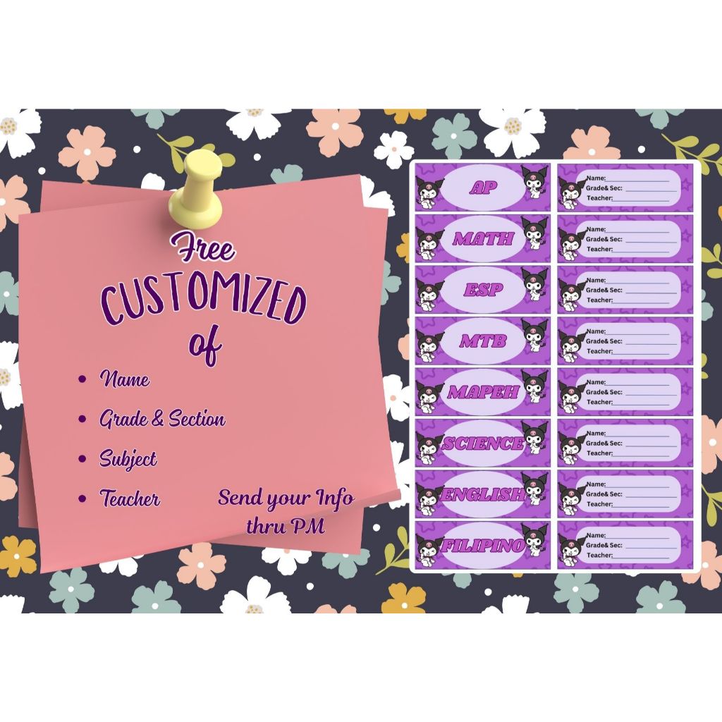 8 Pairs Customize Subject Sticker Label & Name Label | Shopee Philippines