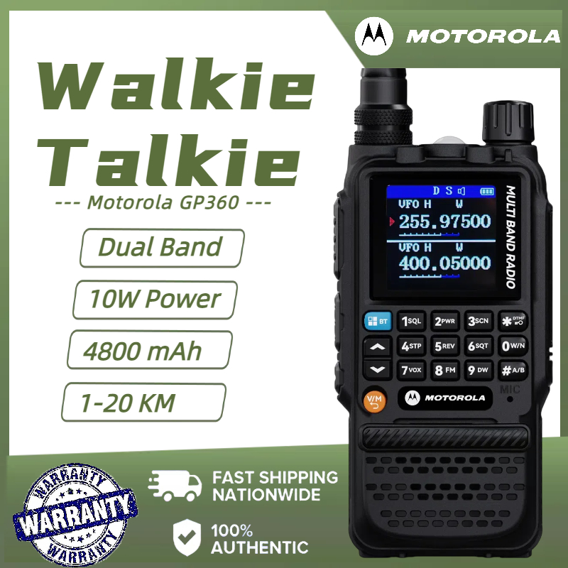 Motorola GP360 Walkie Talkie Long Range 20KM Dual Band 10W Outdoor IP54 ...