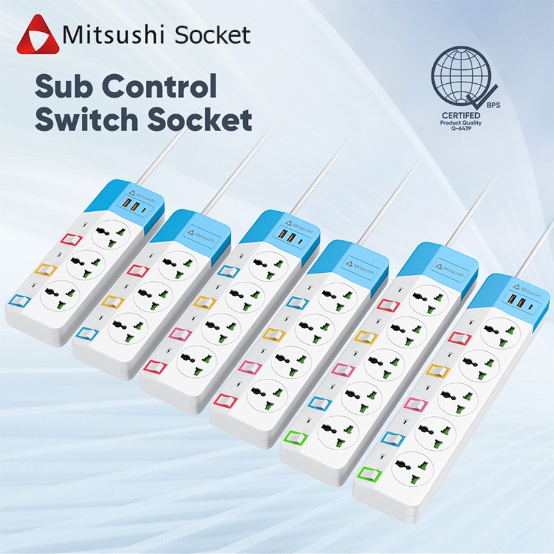 Mitsushi Power Strip Socket 3/4/5 Sockets Extension Socket USB Charging ...