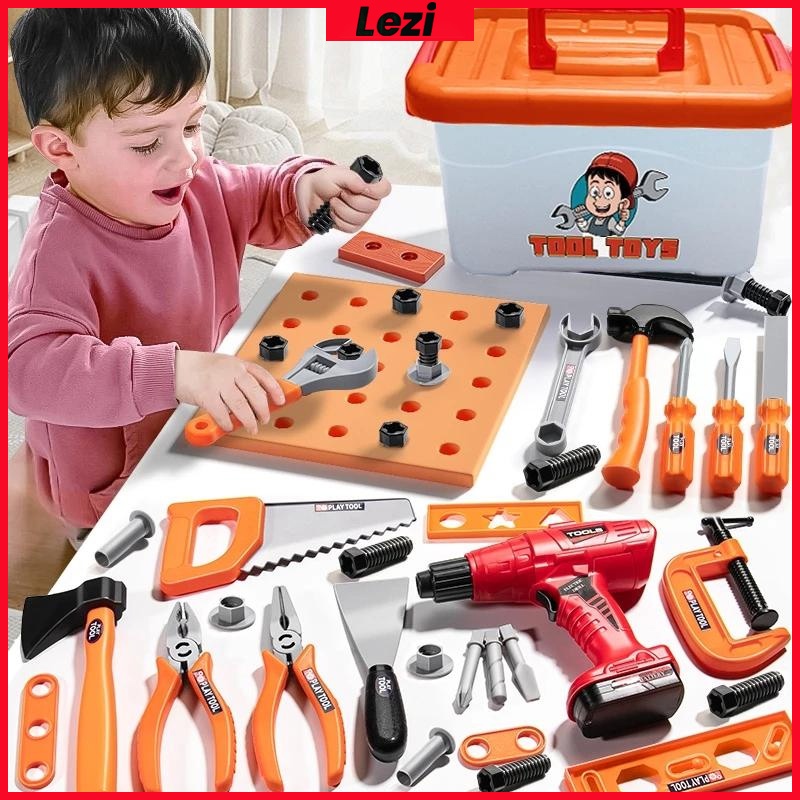 Kids Toys Pretend Play Set Toys Tool Box with Power Drill Simulation ...