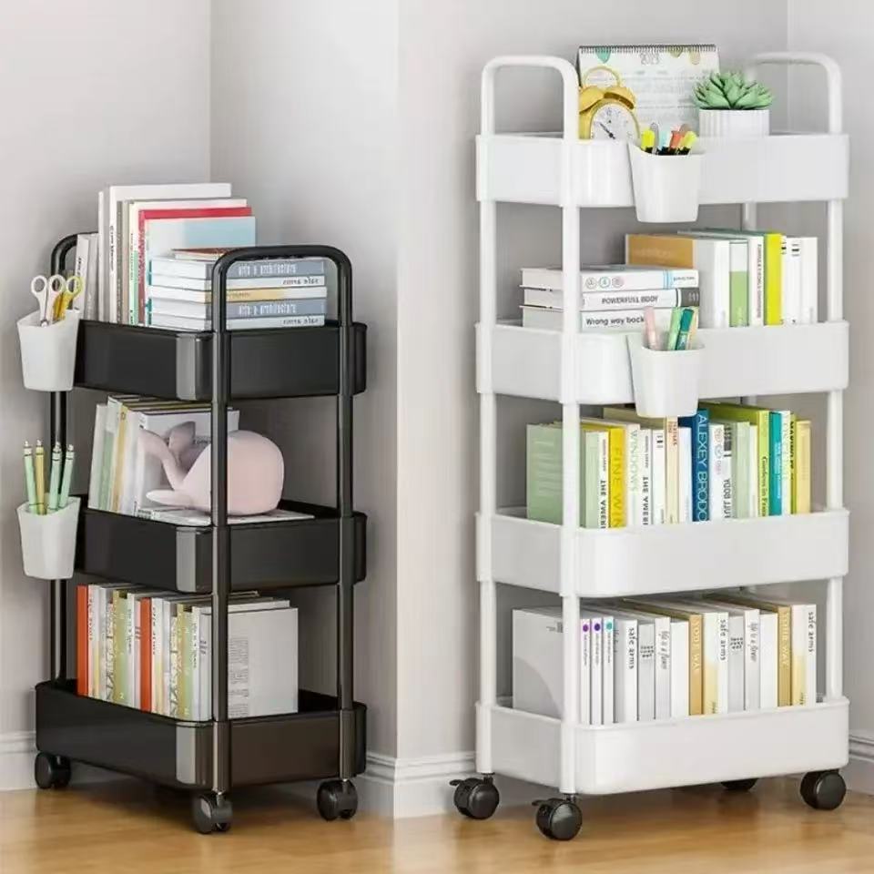 2/3/4/5-Layer Rolling Plastic Storage Cart with Armrests - Space ...