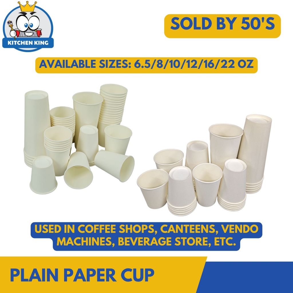 Disposable Paper Cup Plain White / Party Cups [50pcs] 6.5oz/8oz/10oz ...
