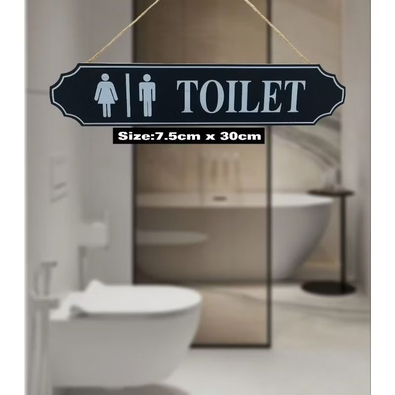 Toilet Wooden Hanging Decor Restroom Sign Public Toiet Signage Washing ...