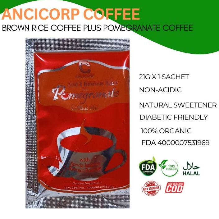 Anci Brown Rice Coffee with Pomegranate Non-Acidic Organic Natural ...