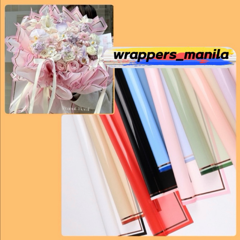 20pcs Colored Translucent Gold Border Bouquet Wrapping Material ...