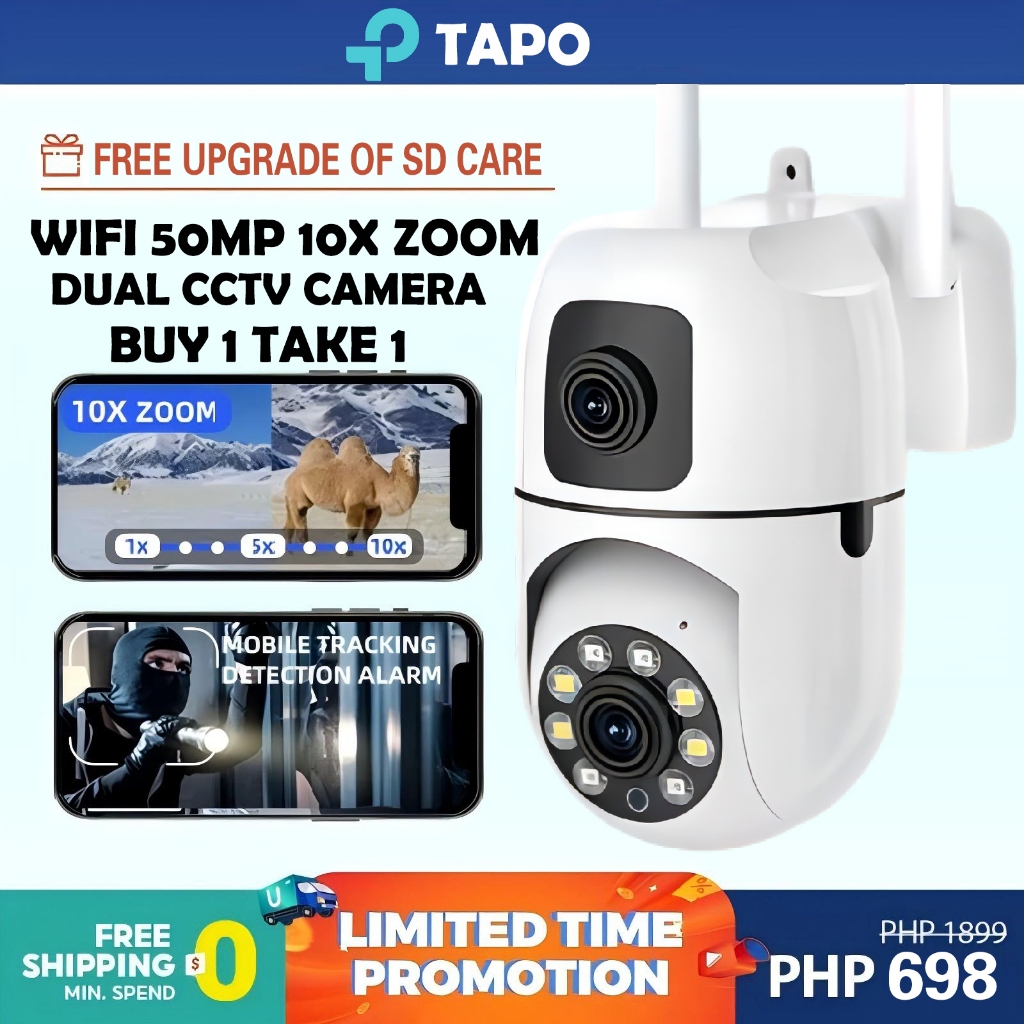 V380 CCTV Camera No WIFI Needed 50MP Dual Lens Auto Tracking Night ...