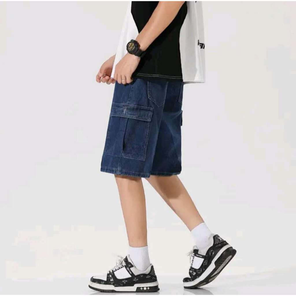 Lansite New Cargo Shorts Six Pockets Denim Maong jorts for men | Shopee ...
