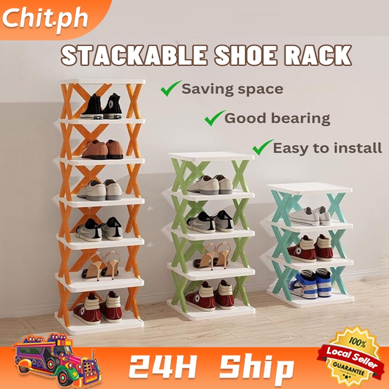 CHIT Multi-Layers Foldable Shoe Rack Space Saving DIY Stackable Shoes ...