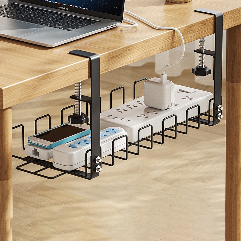 Under Computer Desk Storage Rack Cable Management Tray Socket Holder ...