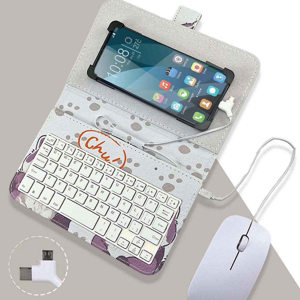 【New Version】Keyboard Mobile Phone Mouse Cover Portable 2 Cable Type-C ...