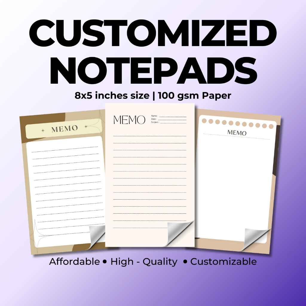 Customized Notepads (8x5 inches) - Personalized Name, Logo, Design ...