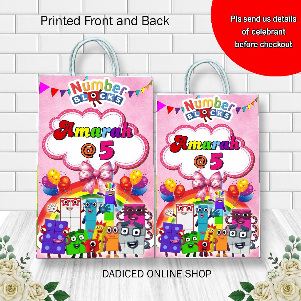 10pcs NUMBER BLOCKS pink theme customized lootbags | Shopee Philippines