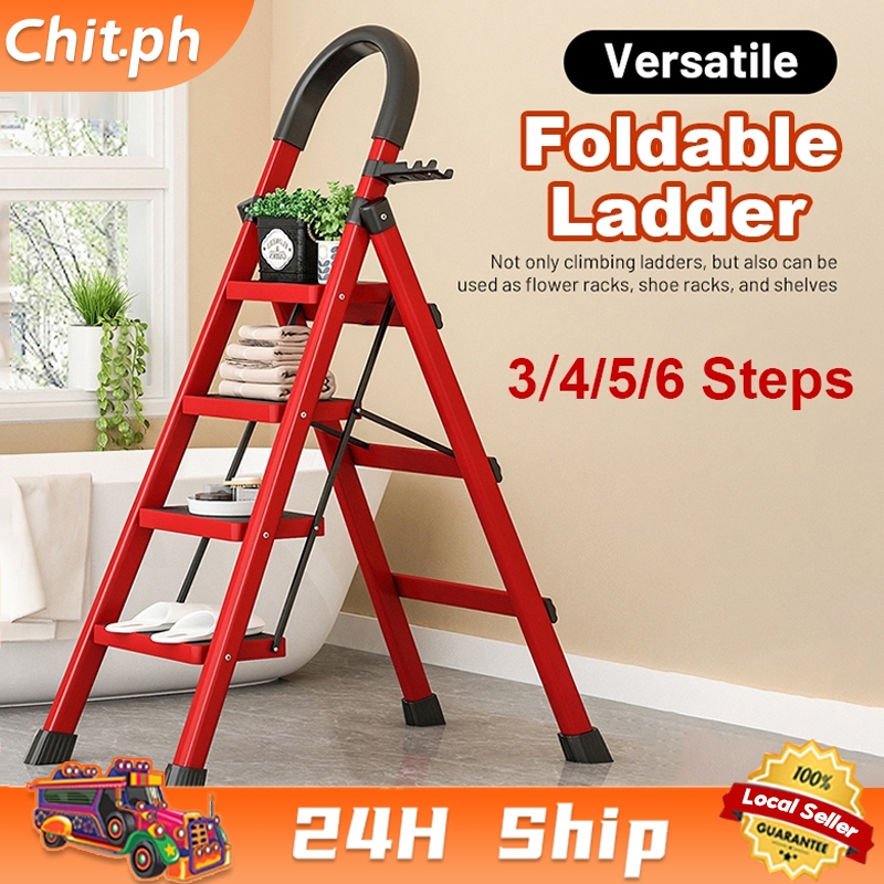 CHIT 3/4/5/6 Steps Foldable Ladder Carbon Steel Heavy Duty Household ...