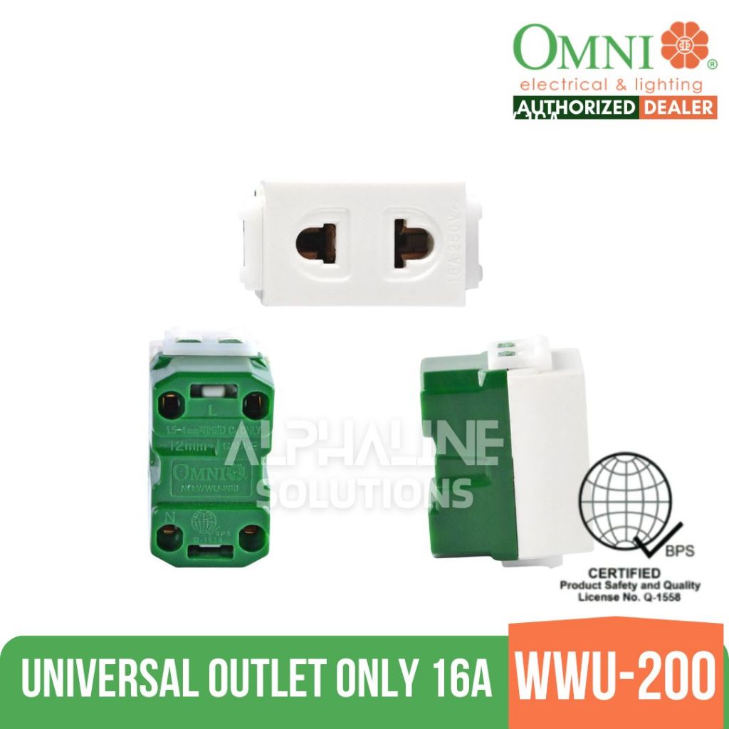 Omni Wide Series Universal Outlet with Plate WWU-200 16A 1 Gang, 2 Gang ...