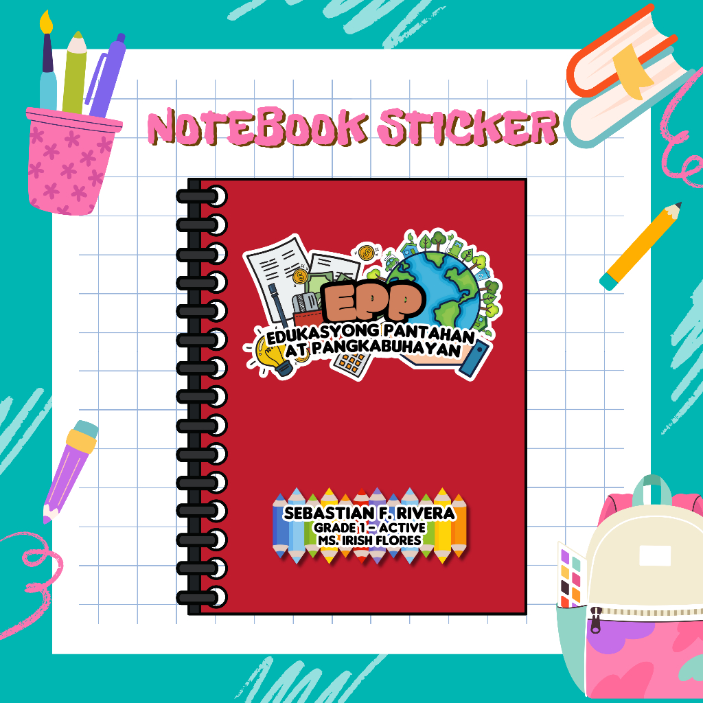 Personalized Subject/ Name Notebook Sticker - 10 pcs and 14 pcs ...