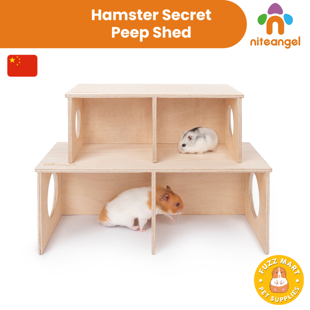 Niteangel Hamster Secret Peep Shed 2-Room Shelter & Tunnel Exploring Toy (Large - for Syrian Hamster