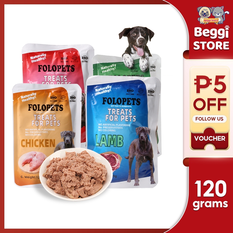 FOLOPETS Dog Food Pouch 120g Fresh Natural Organic Wet Dog Food For All  Breads Dogs