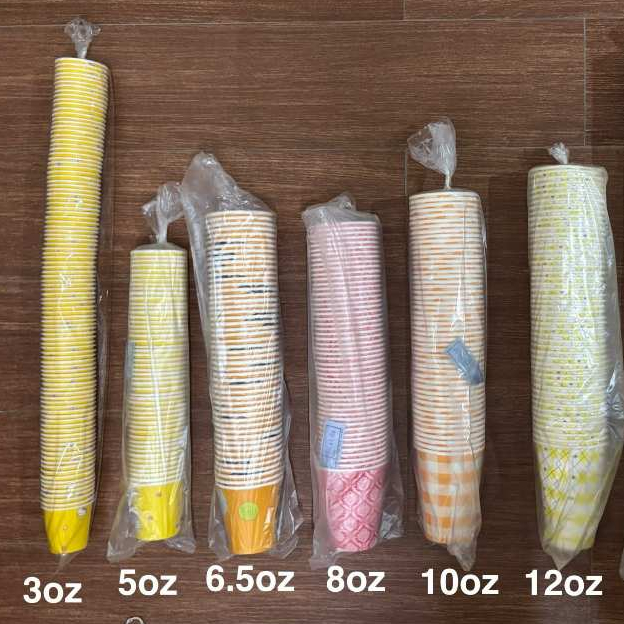 PER BOX 1000pcs Paper Cups Disposable Printed Design [3, 5, 6.5, 8, 10 ...