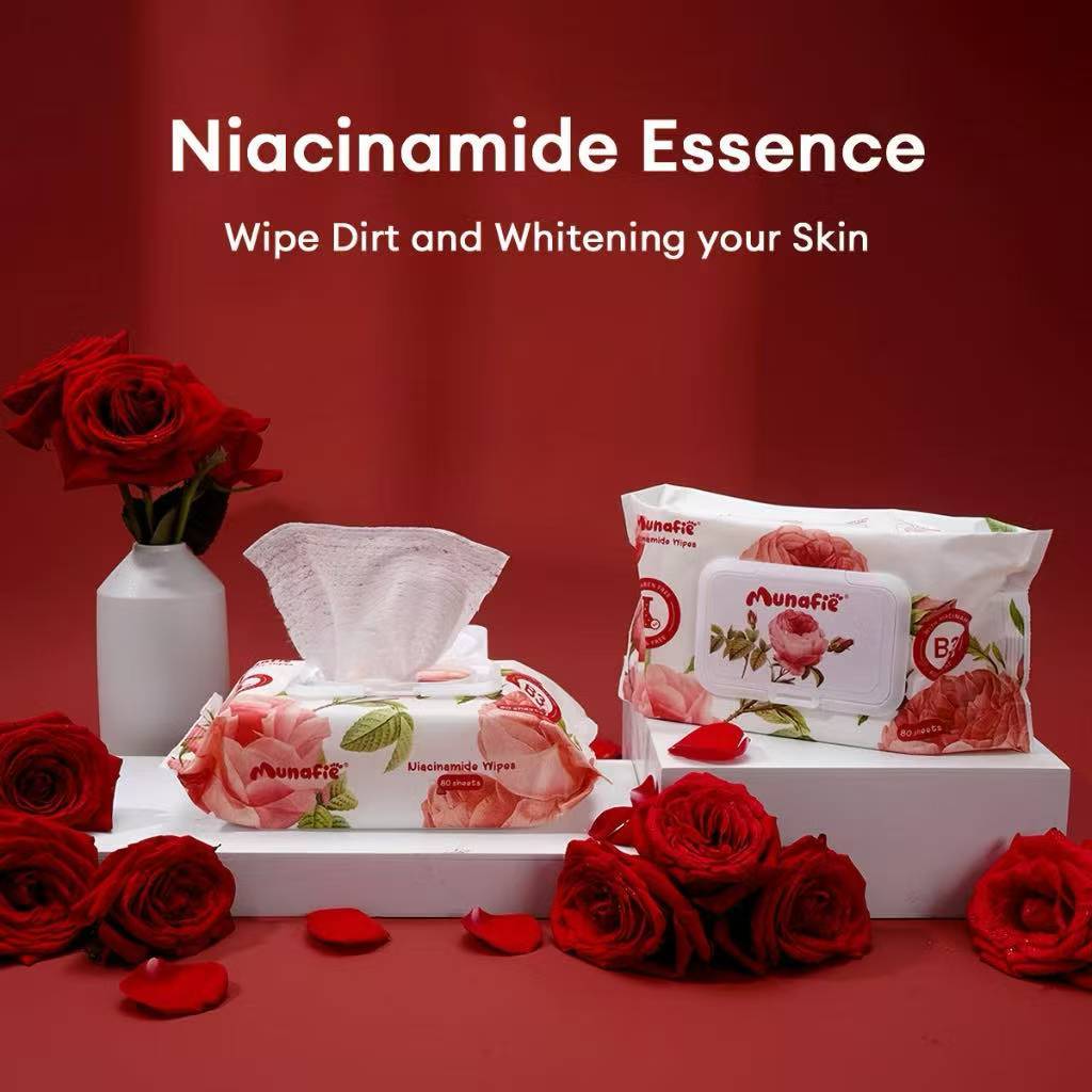 1Pack Munafie Niacinamide Cleansing Wipes Rose Scented 80 Sheets ...