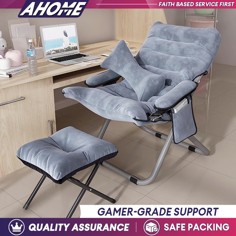 【 With Footrest】Foldable Lazy Sofa Chair Bedroom Living Room Folding Lazy  Couch With Cotton
