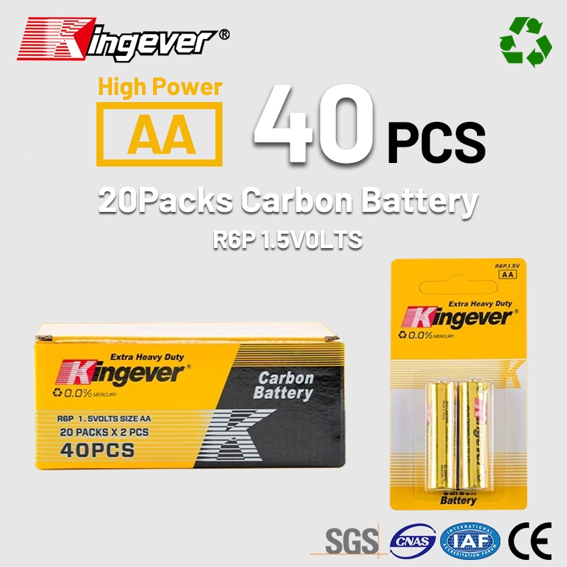 Kingever Extra Heavy Duty Gold High Power AA R6P Battery 20 Packs 40Pcs ...
