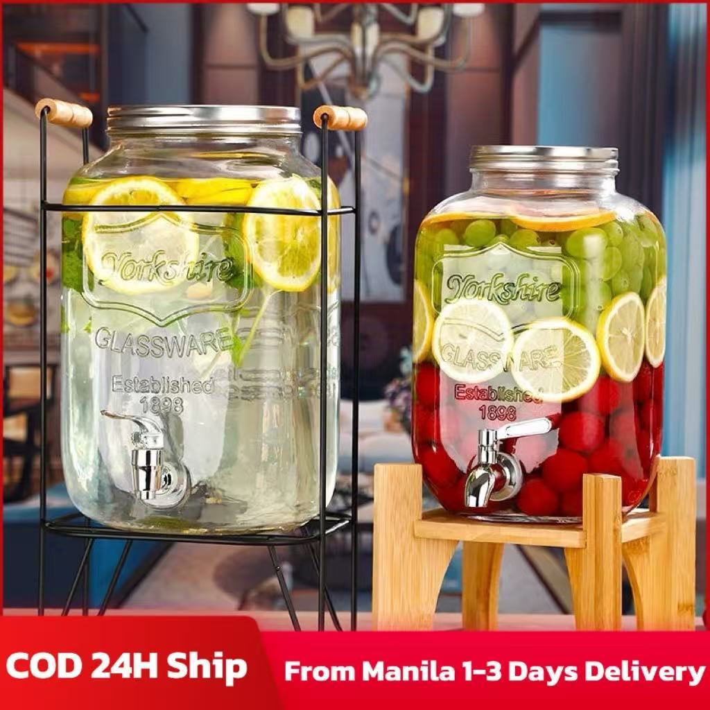 4L 5L 8L 10L Water Pitcher Glass Juice Beverage Glass Jar Dispenser ...