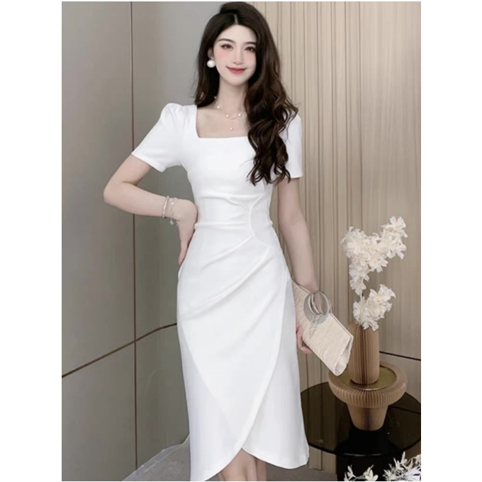 white long dress for wedding plus size dress for woman christening casual  semi formal dress elegant | Shopee Philippines