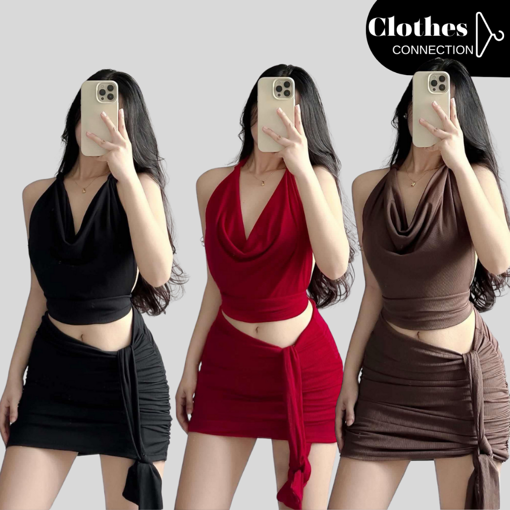 Coordinates Set for Woman Top and Skirt Terno Sleeveless Top and Mid ...