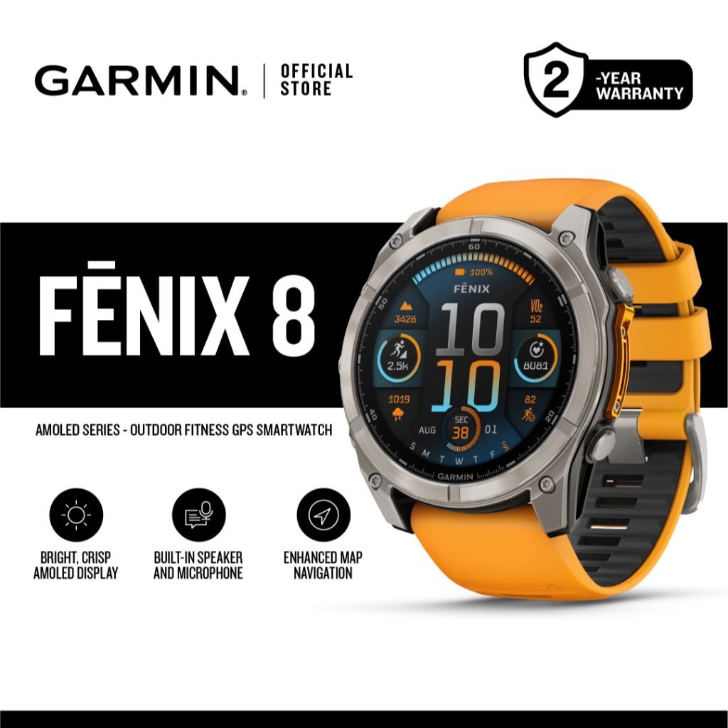 Garmin Fēnix 8, AMOLED Series, Outdoor Fitness GPS Smartwatch, for Outdoor  Activities
