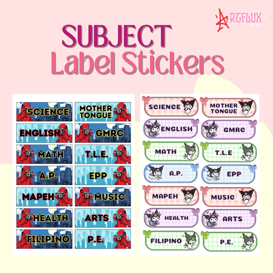 SUBJECT LABEL STICKERS FOR NOTEBOOK | Shopee Philippines