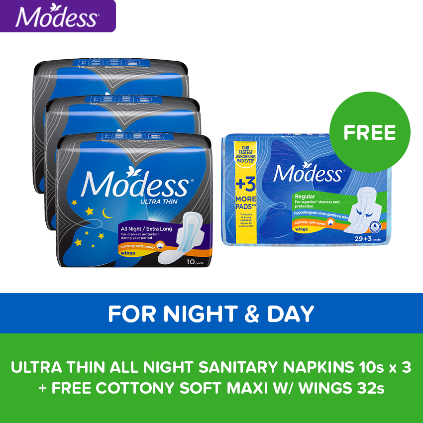 3-Month Pack (Night & Day): Modess Ultra Thin All Night Napkin 10s x 3 ...
