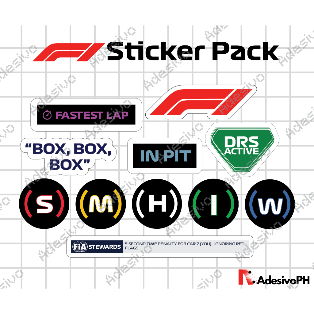 F1 Sticker Pack / GLOSSY / MATTE / HOLOGRAPHIC RAINBOW / Waterproof ...