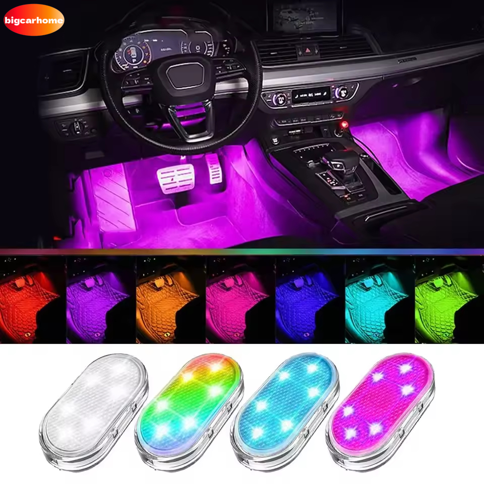 2pcs Universal Car Mini LED Light Night Touch Atmosphere Lamp USB ...