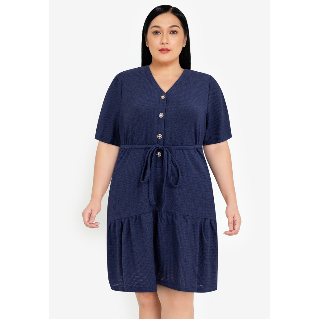 Divina Plus Size Slip-in Frill Pearl Detail Blouse Top