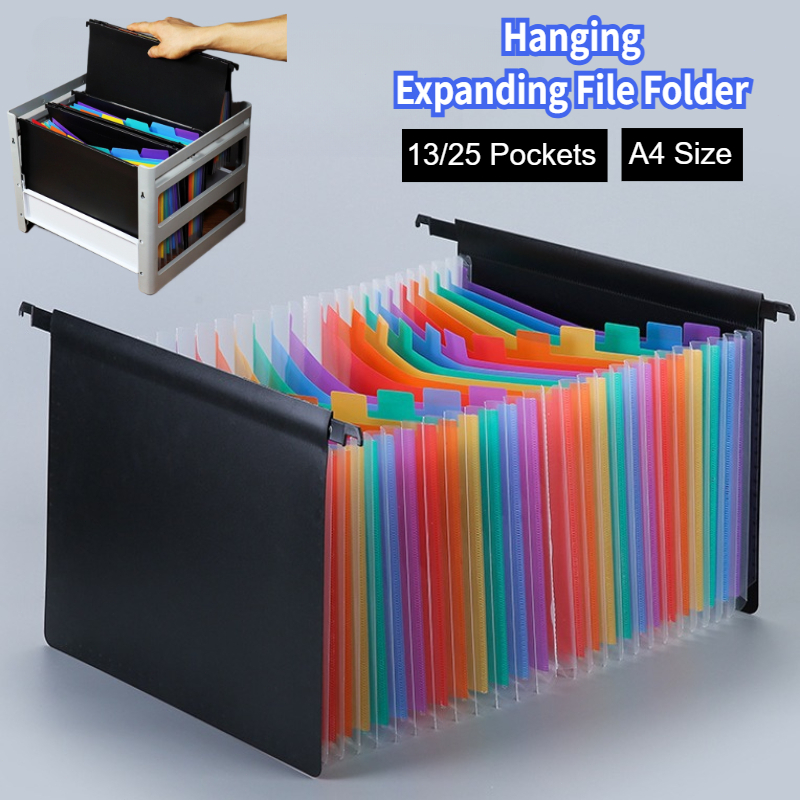13/25 Pockets Suspension Folder A4 Hanging Expanding File Folder Paper ...