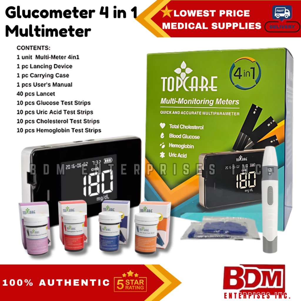 [Fast Shipping] TOPCARE | Glucometer 4 in 1 Multimeter (Cholesterol ...
