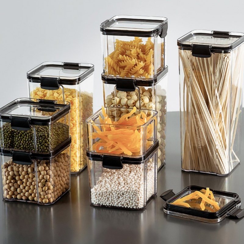 Food Cereal Storage Airtight Container Clear Plastic Canister Sealed ...