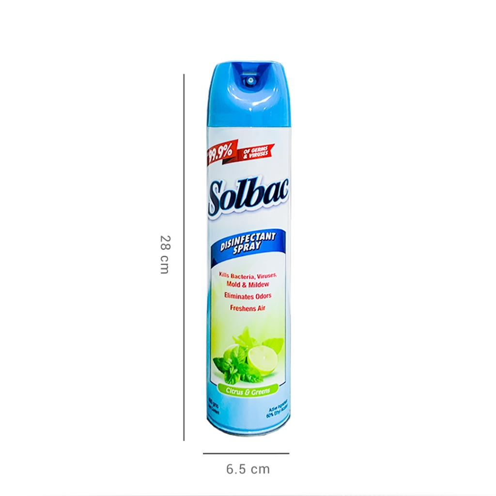Solbac Citrus & Greens Disinfectant Spray 400 g | Air Freshener | Odor ...