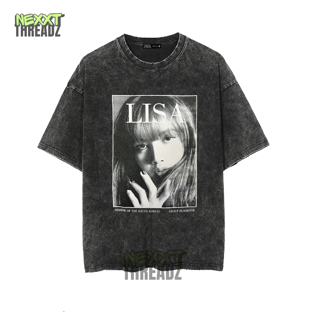 LISA Acid Wash Oversized T-Shirt Unisex | Shopee Philippines