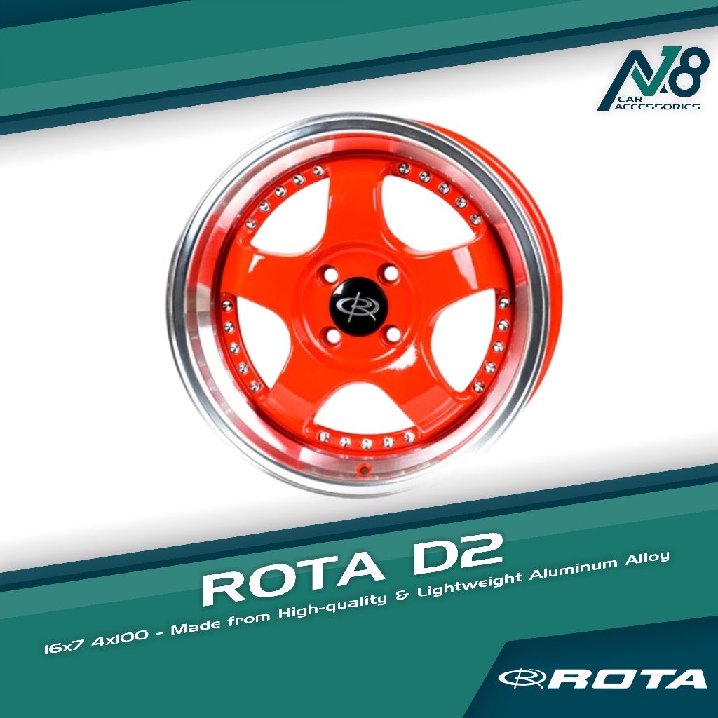 ROTA D2 16x7 4x100 ROYAL LIP RED Wheels Genuine | Shopee Philippines