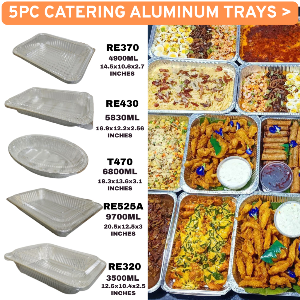 [5pcs] Catering Large-XL-XXL Aluminum Foil Tray With Lid Catering Tray ...